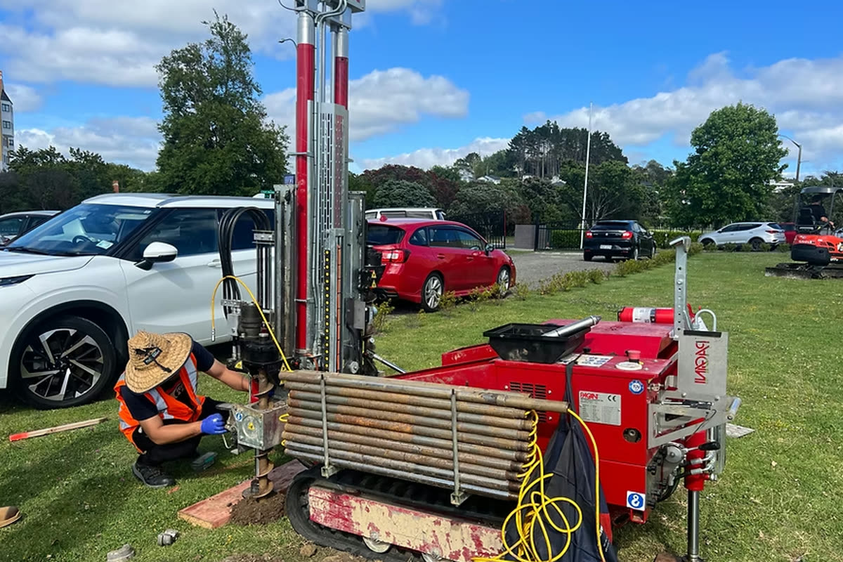 Cone penetration testing equipment in the field